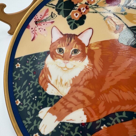 Crowning Touch Décor Porcelain Cat Feline and Flowers Collector's Plate Japan Ca - Picture 6 of 9